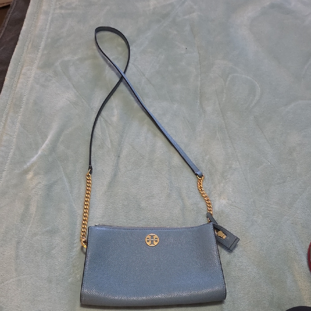 Tory Burch Blue Crossbody Bag with Gold Chain